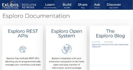 Esploro is Live on the Ex Libris Developer Network image