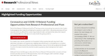 Ex Libris Provides Free Access to Coronavirus–Related Research Funding and News